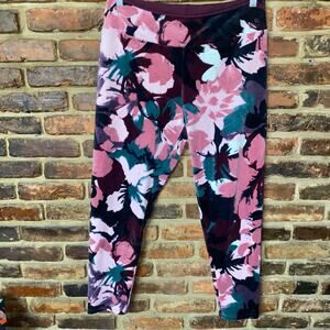 Cuddl Duds Floral Double Plush Velour Leggings Women's Size Large